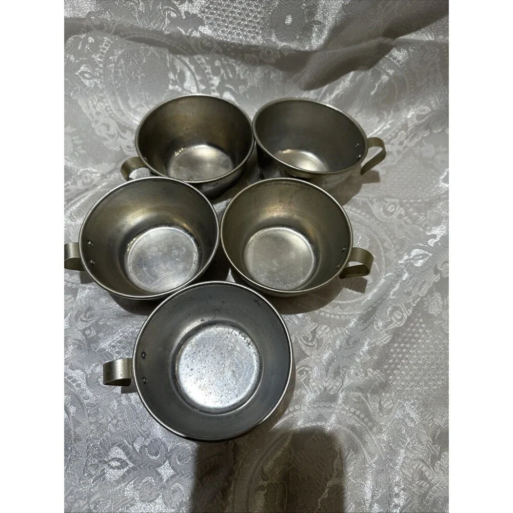 Vintage Aluminum Camping Cups Set 5